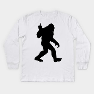 Bigfoot Middle Finger Kids Long Sleeve T-Shirt